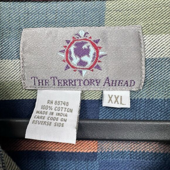 The Territory Ahead Southwestern Aztec Shirt Men's XXL Long Sleeve Blue Flannel - Picture 3 of 12
